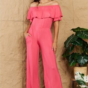 Off-Shoulder Jumpsuit with Pockets